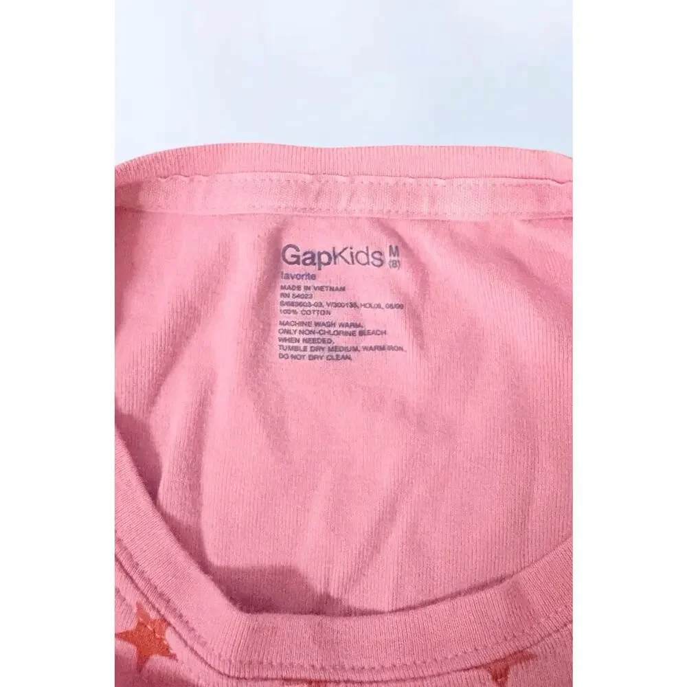 GapKids Girls Dusty Pink Orange Star Print Long Sleeve Top Shirt Size M 8